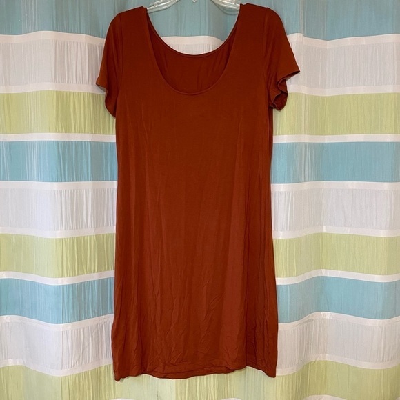 NWT Burnt Orange Gold Scoop-neck Dress Sz Medium - Picture 6 of 6